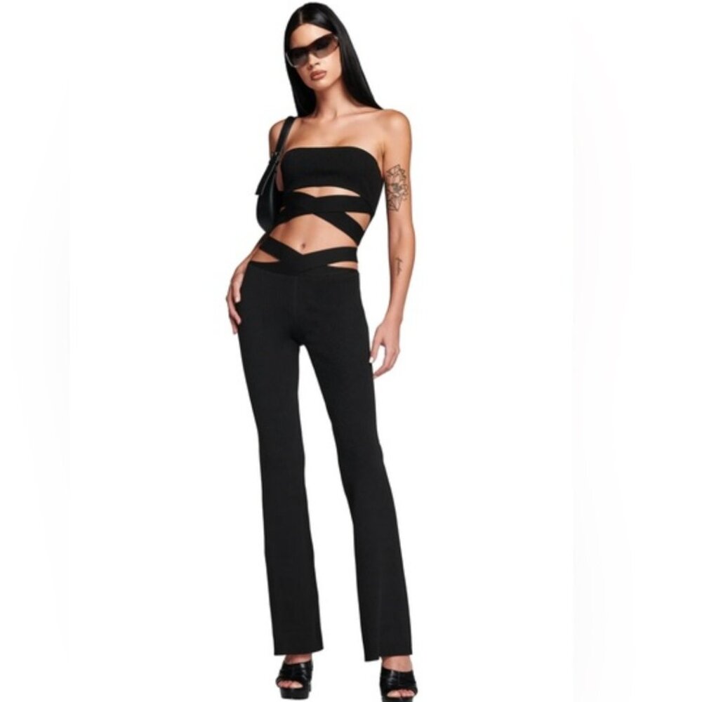 I.AM.GIA Black Hip Cut Out Crossover Flared Knit Mid Rise BRAND NEW W/Tags smal - Picture 7 of 7